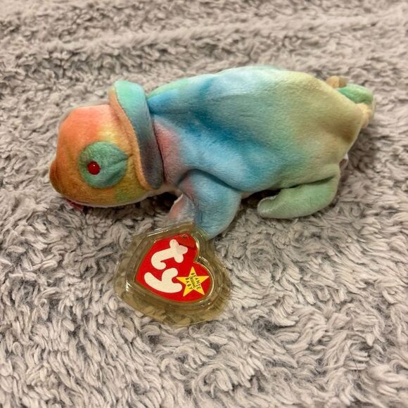 Ty Blue and Green Chameleon Plush Toy for Small Pets - Picture 1 of 4